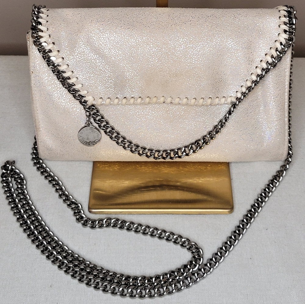 Stella McCartney Falabella Micro Pearl Cream Chain 2 Way Crossbody Bag